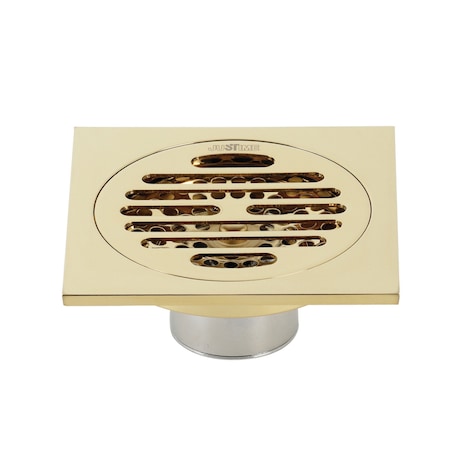 Kingston Brass Watercourse Symmetric 4" Square Grid Shower Drain, Brass BSF4262PB